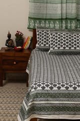 Sootisyahi 'Kumud' Handblock Printed Cotton Bedsheet