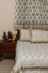 Sootisyahi 'Dream of Flowers' Handblock Printed Cotton Bedsheet