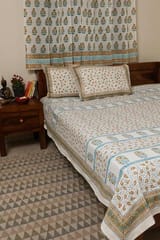 Sootisyahi 'Dream of Flowers' Handblock Printed Cotton Bedsheet