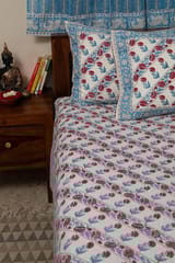 Sootisyahi 'Red Flowered' Handblock Printed Cotton Bedsheet