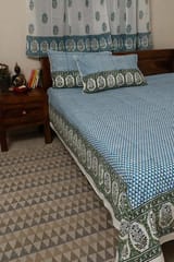 Sootisyahi 'Dreams of Sky' Handblock Printed Cotton Bedsheet