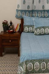 Sootisyahi 'Dreams of Sky' Handblock Printed Cotton Bedsheet