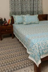 Sootisyahi 'Floral Ambar' Handblock Printed Cotton Bedsheet