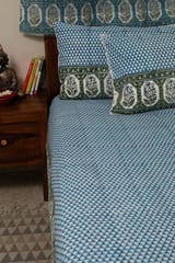 Sootisyahi 'Dreams of Sky' Handblock Printed Cotton Bedsheet