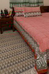 Sootisyahi 'Trumpet Creeper' Handblock Printed Cotton Bedsheet