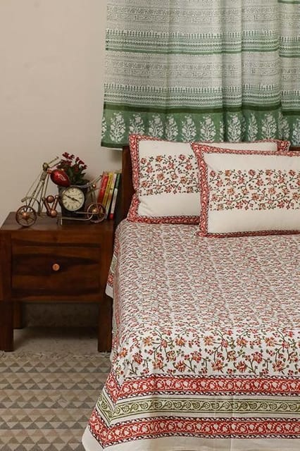 Sootisyahi 'MadhuMalti' Handblock Printed Cotton Bedsheet