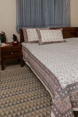 Sootisyahi 'Flowering Blossom' Handblock Printed Cotton Bedsheet