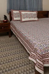 Sootisyahi 'Floral Crimson' Handblock Printed Cotton Bedsheet