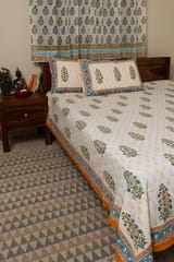 Sootisyahi 'Dreaming Yellow' Handblock Printed Cotton Bedsheet