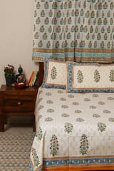 Sootisyahi 'Dreaming Yellow' Handblock Printed Cotton Bedsheet