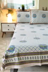 Sootisyahi 'The Garden Fence' Handblock Printed Cotton Bedsheet