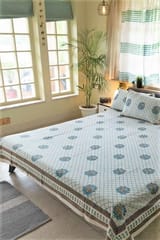 Sootisyahi 'The Garden Fence' Handblock Printed Cotton Bedsheet