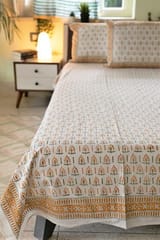 Sootisyahi 'Grassy Golden' Handblock Printed Cotton Bedsheet