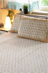 Sootisyahi 'Grassy Golden' Handblock Printed Cotton Bedsheet