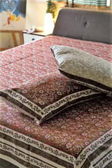 Sootisyahi 'Coral Crush' Handblock Printed Cotton Bedsheet