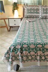 Sootisyahi 'First Blossom' Handblock Printed Cotton Bedsheet