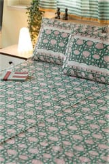 Sootisyahi 'First Blossom' Handblock Printed Cotton Bedsheet