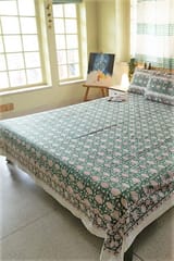 Sootisyahi 'First Blossom' Handblock Printed Cotton Bedsheet