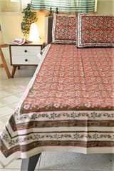 Sootisyahi 'Coral Crush' Handblock Printed Cotton Bedsheet