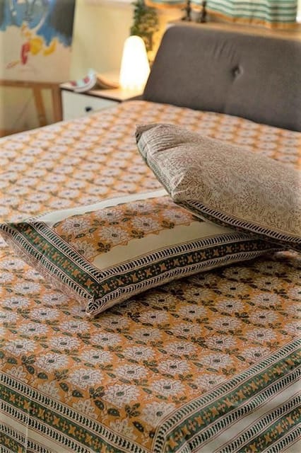 Sootisyahi 'Basant-e-Bahar' Handblock Printed Cotton Bedsheet