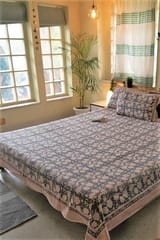 Sootisyahi 'The Grey Grace' Handblock Printed Cotton Bedsheet