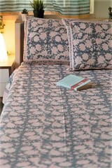 Sootisyahi 'The Grey Grace' Handblock Printed Cotton Bedsheet