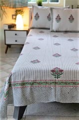 Sootisyahi 'Garden Climbers' Handblock Printed Cotton Bedsheet