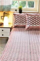 Sootisyahi 'Offensive Orange' Handblock Printed Cotton Bedsheet