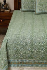 Sootisyahi 'Dream Green' Handblock Printed Cotton Bedsheet