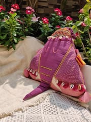 Diti - Gajah Embellished Cushion, Purple and Pink