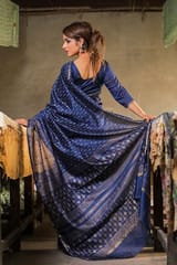 Sootisyahi -Handblock Print Chanderi Silk Saree