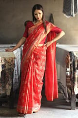 Sootisyahi -Handblock Print Maheshwari Silk Saree