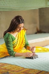 Sootisyahi -Handblock Print Chanderi Silk Saree