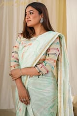 Sootisyahi -"CHARISMA"  HAND MARBLE PRINT CHANDERI SILK SAREE