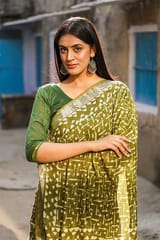 Sootisyahi -"TRIUMPH" KASHISH DABU HANDBLOCK PRINT SLUB COTTON SAREE