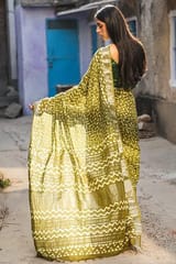 Sootisyahi -"TRIUMPH" KASHISH DABU HANDBLOCK PRINT SLUB COTTON SAREE