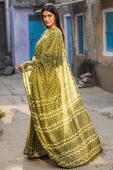 Sootisyahi -"TRIUMPH" KASHISH DABU HANDBLOCK PRINT SLUB COTTON SAREE