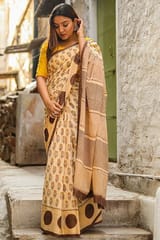 Sootisyahi -"HARVEST" HANDBLOCK PRINT MUL COTTON SAREE