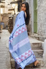 Sootisyahi -"HORIZON" HANDBLOCK PRINT MUL COTTON SAREE