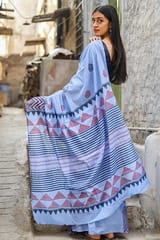 Sootisyahi -"HORIZON" HANDBLOCK PRINT MUL COTTON SAREE
