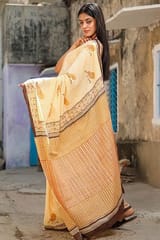 Sootisyahi -"VIRTUOUS" HANDBLOCK PRINT MUL COTTON SAREE