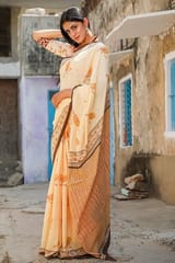 Sootisyahi -"VIRTUOUS" HANDBLOCK PRINT MUL COTTON SAREE