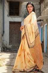Sootisyahi -"VIRTUOUS" HANDBLOCK PRINT MUL COTTON SAREE