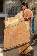 Sootisyahi -"VIRTUOUS" HANDBLOCK PRINT MUL COTTON SAREE