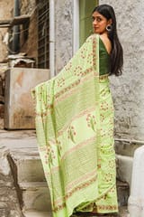Sootisyahi -"PERSEVERANCE" HANDBLOCK PRINTED MUL COTTON SAREE