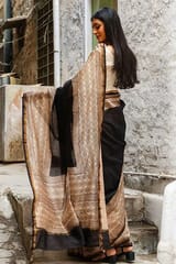 Sootisyahi -"Effervescence"  BAGRU HANDBLOCK PRINT CHANDERI SILK SAREE