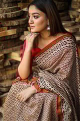 Sootisyahi -"GAVOTTE" BAGRU HANDBLOCKPRINT CHANDERI SILK SAREE
