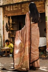 Sootisyahi -"MYSTIC" BAGRU HANDBLOCK PRINT CHANDERI SILK SAREE