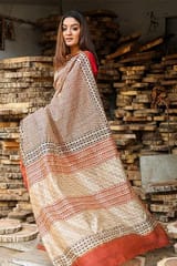 Sootisyahi -"GAVOTTE" BAGRU HANDBLOCKPRINT CHANDERI SILK SAREE