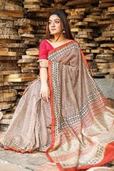 Sootisyahi -"GAVOTTE" BAGRU HANDBLOCKPRINT CHANDERI SILK SAREE